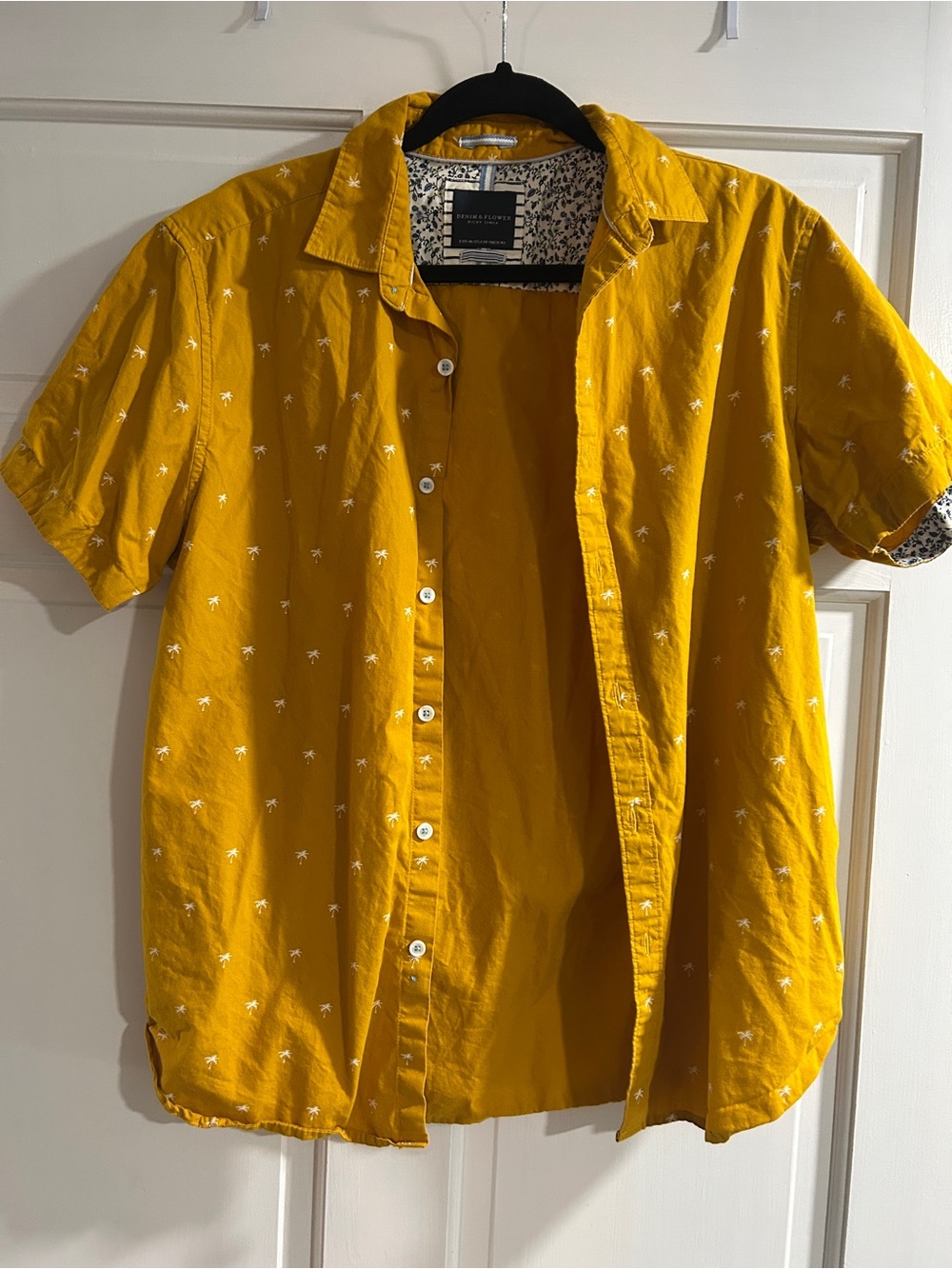 Denim & Flower Mustard Yellow Short-Sleeve Button-Up Shirt